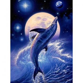 Dolphin Delight DIY Diamond Cross Stitch Kit 20X30CM