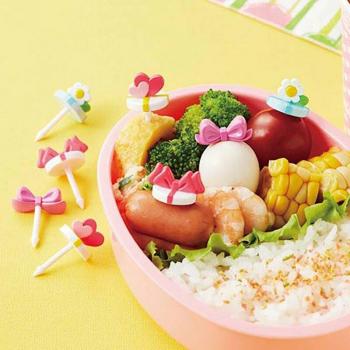 Mini tenedores de frutas para niños con lazo, set de 8