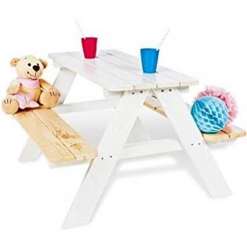 Pinolino tavolo da giardino per bambini con panche Nicki, bianco
