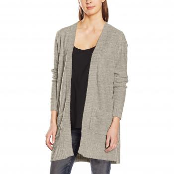 VILA VIRIVA RIB L/S CHAQUETA, punto Mujer, Gris (Light Grey Melange)