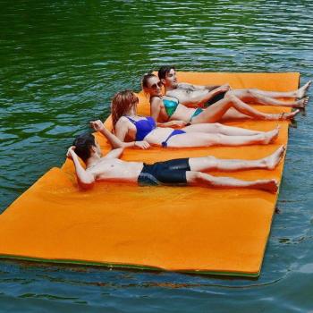 Matelas Flottant de Piscine Orange 355 x 183 CM