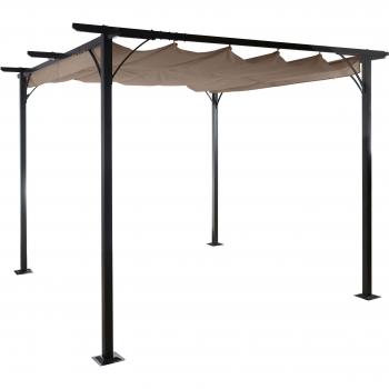 Abri de Jardin Pergola 6cm Toit Ouvrant Taupe-Brun