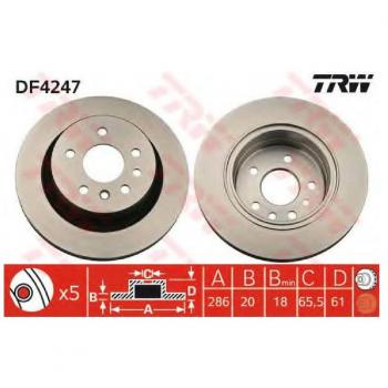Disque de frein ventilé TRW DF4247, compatible OPEL Omega B