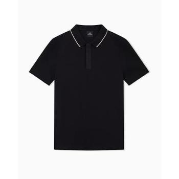 S‑Size Armani Exchange Black Polo for Men – Cotton Short Sleeve, Round Neck
