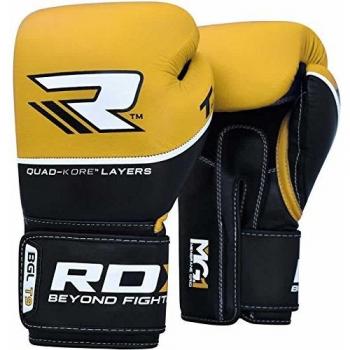 RDX T9 Ace Leather Boxing Gloves – 14 oz Yellow