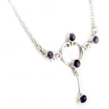Violettes Lilienamulett – Silberschleife mit Amethyst