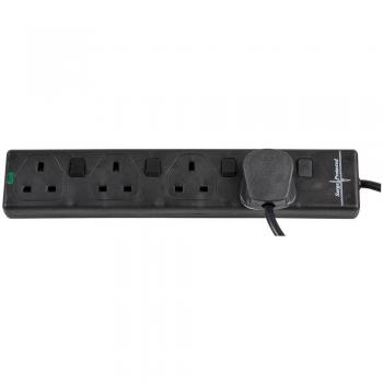 Pro Elec 4 Gang Switch‑Protected 2m Surge Extension Lead – Black
