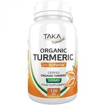 Taka Turmeric Organic Turmeric and Black Pepper Blend (120 Capsules)
