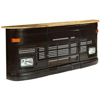 Tavolo da Bar in Legno di Mango Grigio Scuro