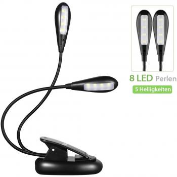 Flexibel klappende Klemme für Bücher – 8 LEDs