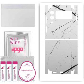 Apgo Wrap Film voor Samsung Galaxy Z Flip 3, Bescherming Achterkant en Zijkanten, Folie, Witte Marmer
