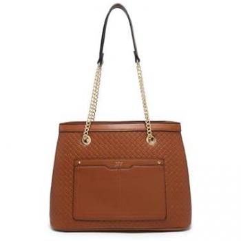Top-Zip Brown Weave Tote by JFY