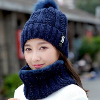 Warm Pom Hat and Scarf Set for Women