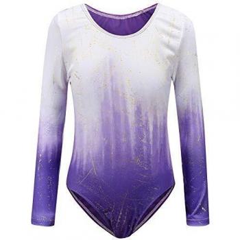 Sinoeem Kids Gradient Color Dance Leotard Long Sleeve