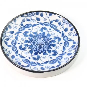 Service à thé Kung Fu en porcelaine bleu-blanc avec sous-verres rétro