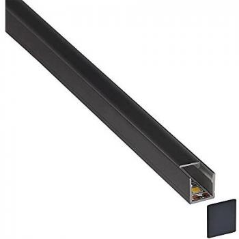 Perfil de superficie CUB para tiras LED, 1 metro, negro