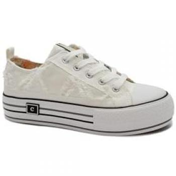 Sneakers in denim sfrangiato bianco, taglia 36