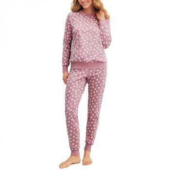 CALIDA Schlafanzug Set „Cotton Stripes“ – 2 Stück, Langarm, Rundhals, lockere Passform, 100 % Baumwolle, lila