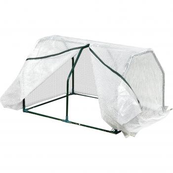 Outsunny Mini Greenhouse with Metal Frame and PVC Cover, Zippered Access, 99x71x60cm, White