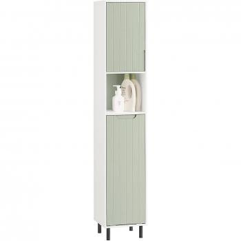 Mueble Columna de Baño con Cesto para Ropa Sucia Verde