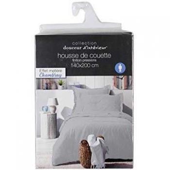 Douceur d'intérieur 1642768 Housse de Couette 1 Personne 140 x 200 cm Polyester Gris