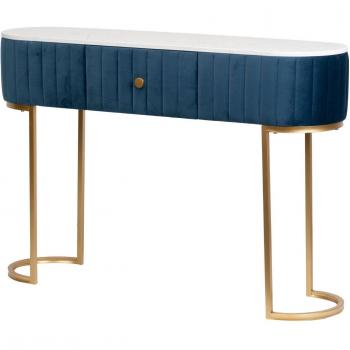 Adda Home Mueble Consola Azul Dorado con Mármol 120x35x80