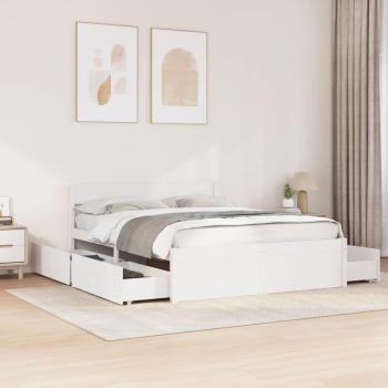 VidaXL Bed Frame with Drawers White 140x200 cm Solid Wood Pine