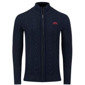 Weird Fish Men’s Bexley Navy Cable-Jersey Zip-Up – L