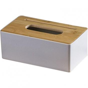 Plastic Tissue Dispenser with Wooden Cover