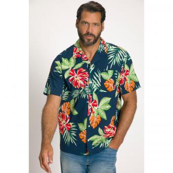 Camicia blu uomo colletto cubano mezze maniche fantasia floreale L JP1880