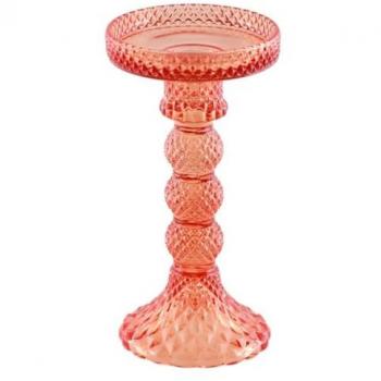 Bougeoir en verre coloré 16.7 cm tangerine