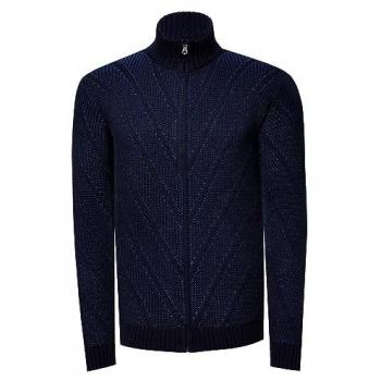 Rusty Neal Herren Strickjacke mit Stehkragen und Reißverschluss in Blau