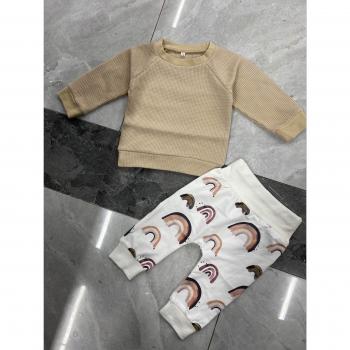 Conjunto de ropa para bebé, camiseta de manga larga y pantalones estampados arco iris
