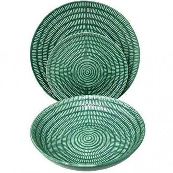 Set di Piatti 18 Pezzi per 6 Persone, Verde Acqua Elegante
