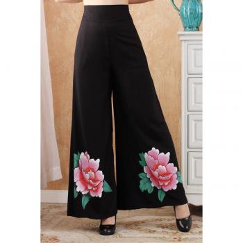 Schwarze Seetang Anzug Hanfu mit weitem Bein