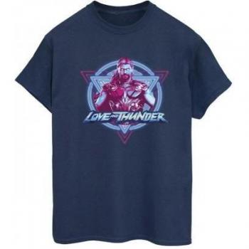 Marvel Damen Thor Liebe und Donner Neon-Emblem Baumwoll-Boyfriend-T-Shirt