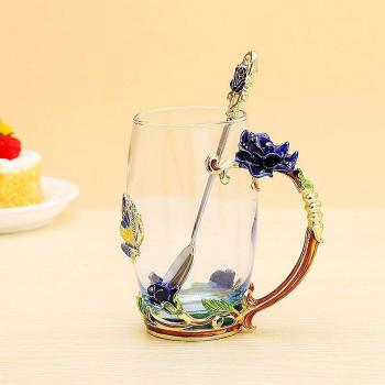 Enamel Crystal Tea Cup with Spoon
