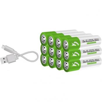 USB Rechargeable Lithium AA Battery 1.5V 2600mWh