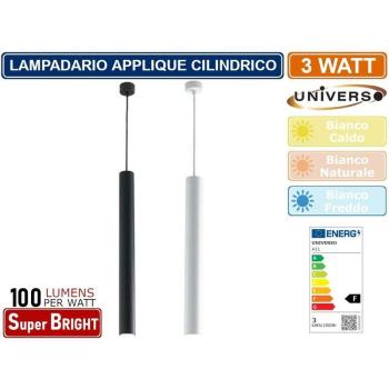 Lampada Applique Cilindrica 3W 300Lumi Bianco Caldo