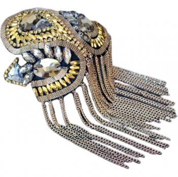 Badge d'épaule avec décorations en strass et perles pour enfants et femmes