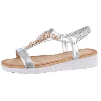 Ital-Design Damen Keilabsatz Sandaletten in Silber