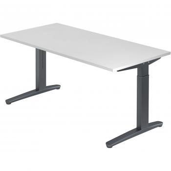 Moderner Schreibtisch C-Fuß 160x80cm in Weiß und Graphit