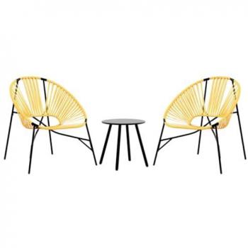 VidaXL Polyrattan Patio Chair Set – 3 Units, Black/Yellow