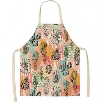 Sleeveless Cactus Pattern Kitchen Apron for Women