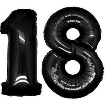 Pallone formato 18 mylar nero con elio cm. 102 per celebrare eventi speciali come compleanni, feste e party