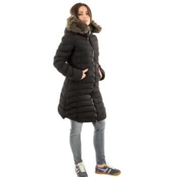 Doudoune mi-longue femme Superdry Fuji capuche fourrure synthétique noire taille 40