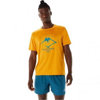 Camiseta de running Asics para hombre modelo Fujitrail Logo en naranja