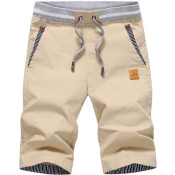 Tansozer Herren Kurze Hosen Gummizug Khaki L