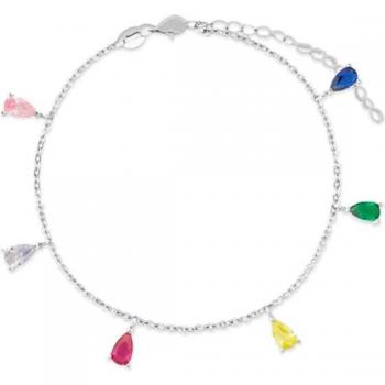 Brazalete de plata 925 con forma de gota y cristales verdes