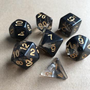 7-Die Transparent Resin Dice Set for Gaming
